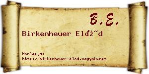 Birkenheuer Előd névjegykártya